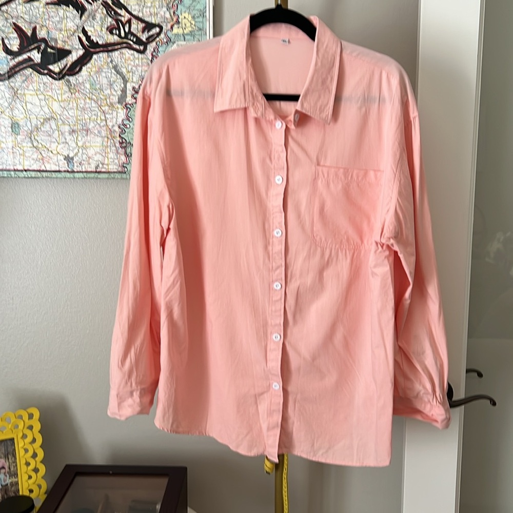 Chic Coral Women's Button-Down Shirt
